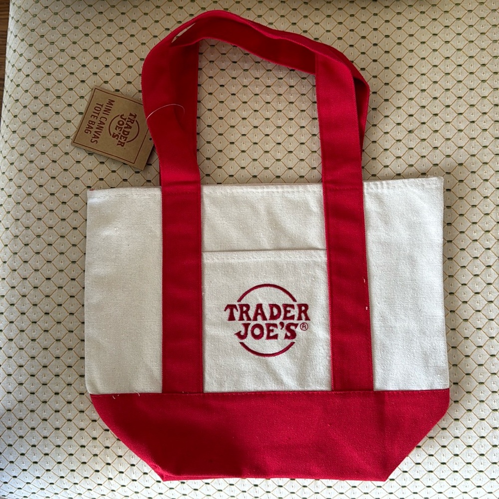 NWT Trader Joe’s Mini Canvas Tote Bag Red